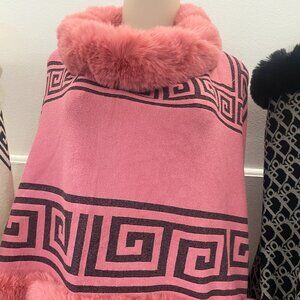 Beautiful Faux Fur Trim and Wool Wrap